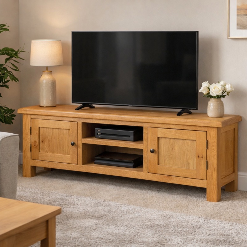 Global Home Ascot Rustic Oak Extra Large Media Stand