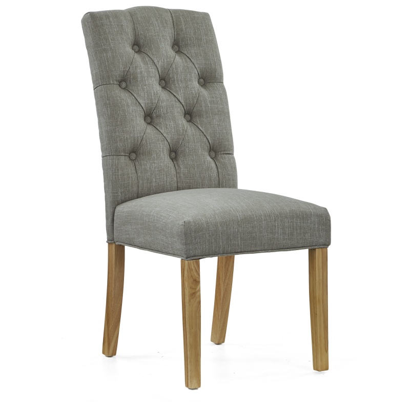 Ascot Grey Button Back Upholstered Dining Chair (Pair)