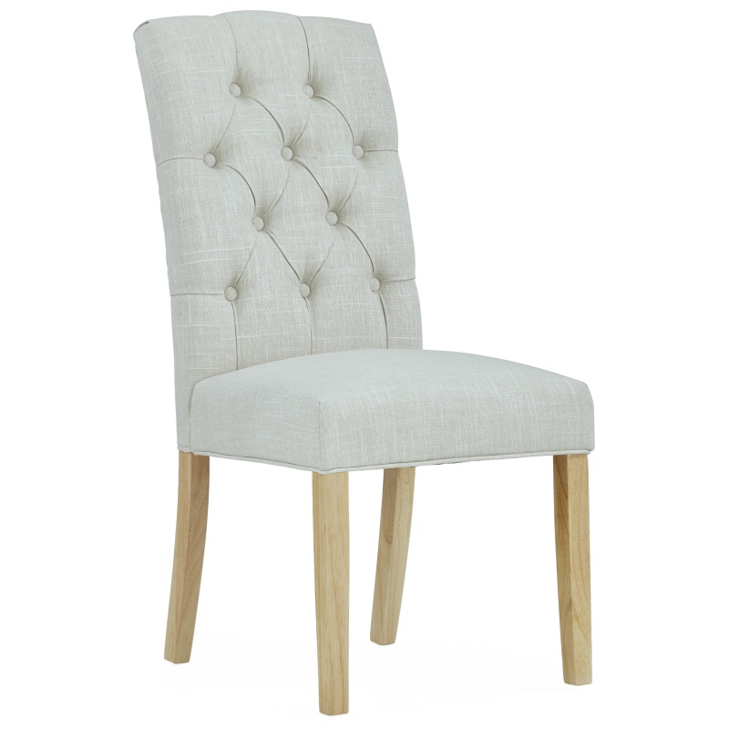 Ascot Natural Button Back Upholstered Dining Chair (Pair)