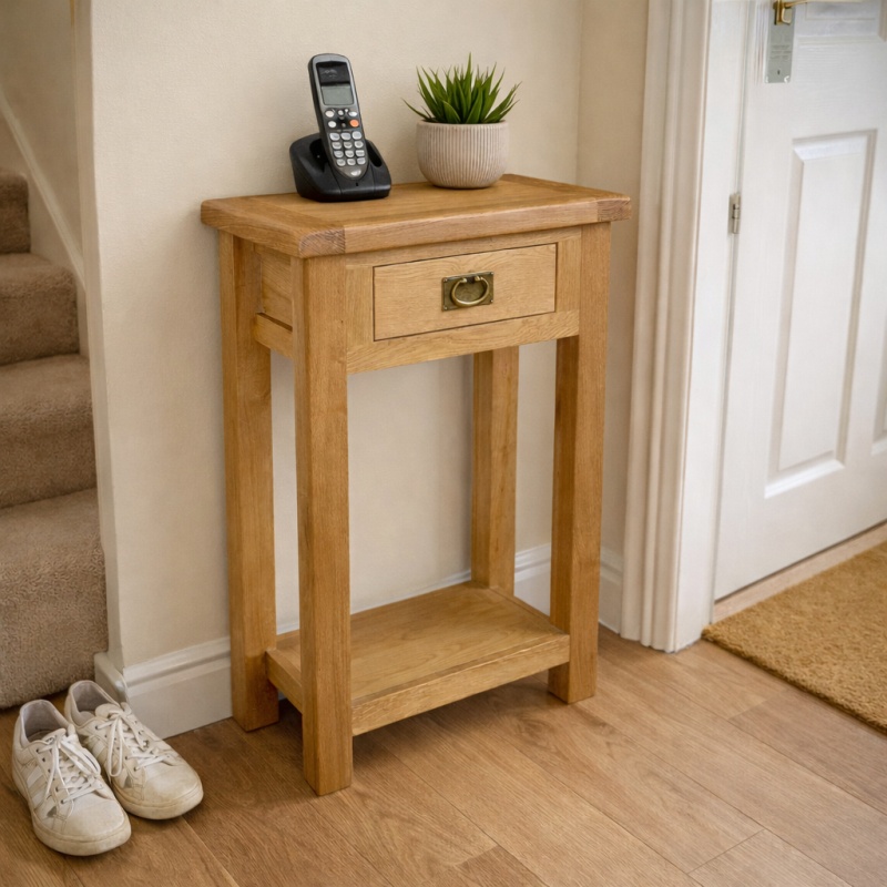 Global Home Ascot Rustic Oak Telephone Table