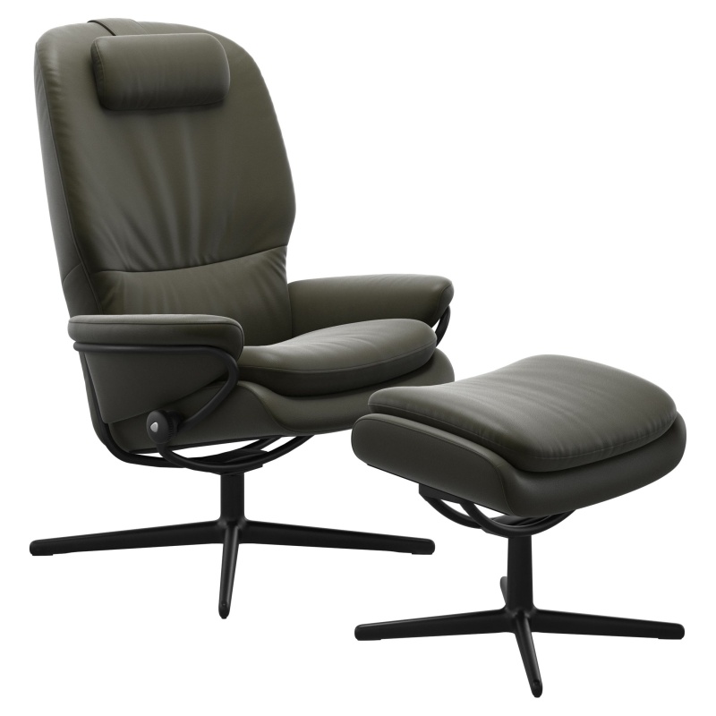Stressless Rome High Back Chair With Footstool Urban Cross Base