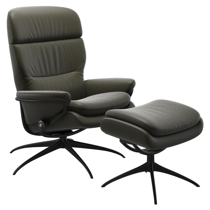 Stressless Rome With Adjustable Headrest Chair and Footstool Star Base