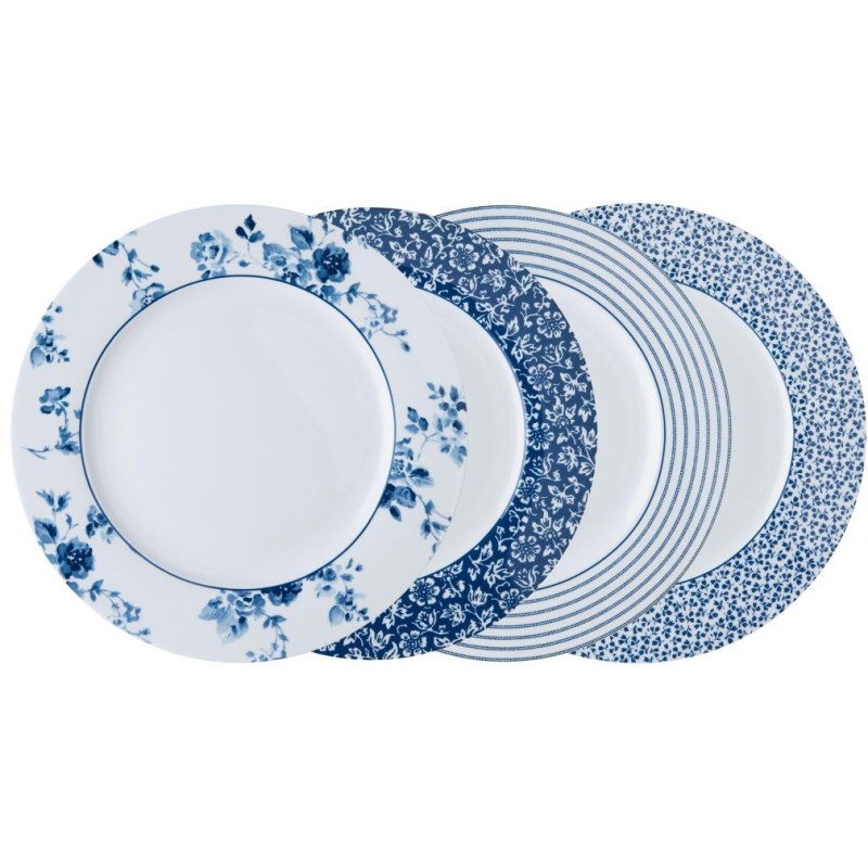 Laura Ashley Blueprint Mixed Set of 4 Dinner Plates