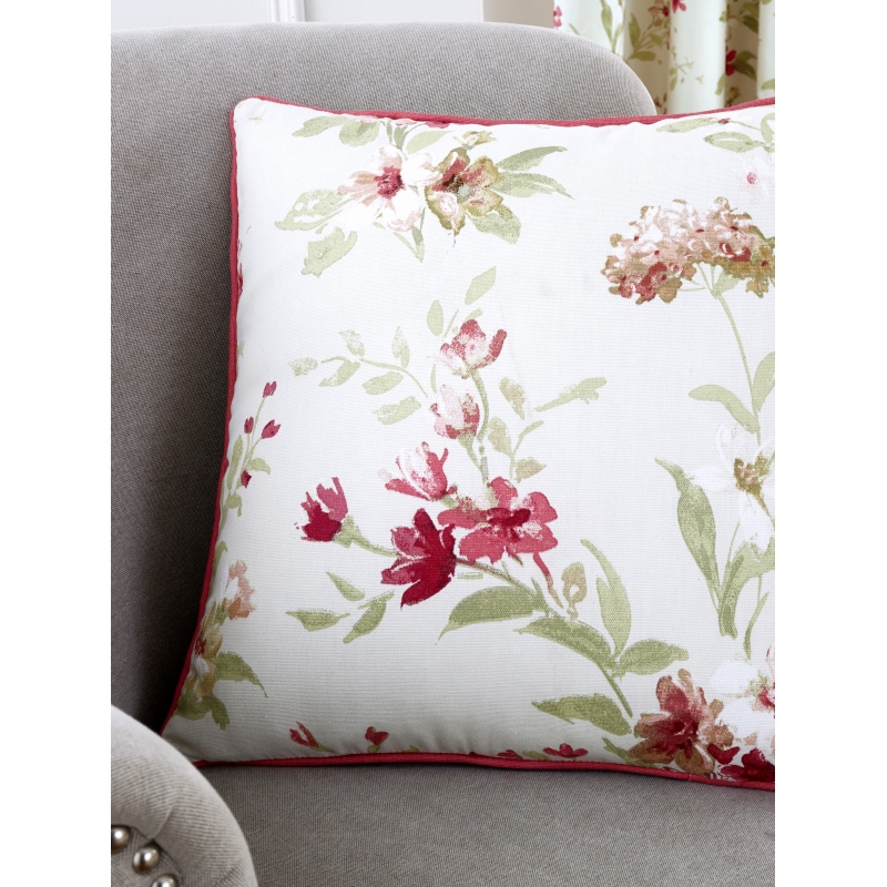 Fusion Jeannie Floral Red Filled Cushion 17x17-inch