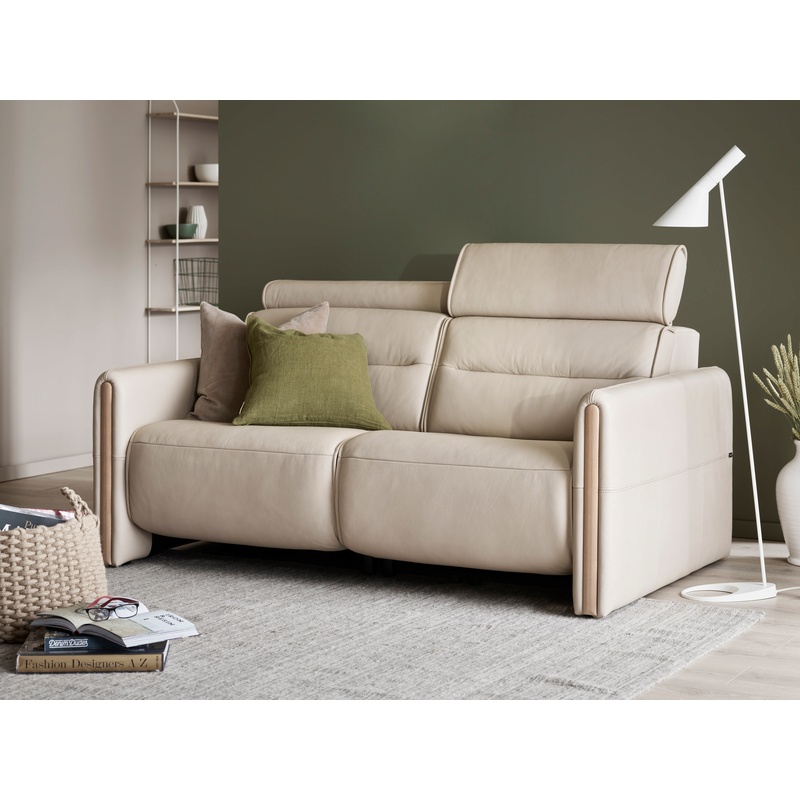 Stressless Emily 2 Seater Power Recliner Sofa With Wood Arms - Paloma Leather
