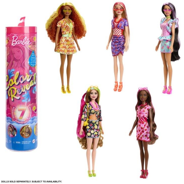  Barbie Dolls and Accessories, Color Reveal Doll, Scented with 7  Surprises Including Color Change, Sweet Fruit Series : Toys & Games
