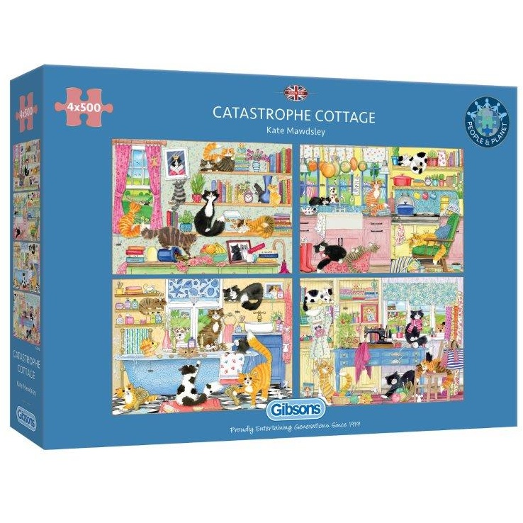Gibsons Catastrophe Cottage 4 x 500 Jigsaw Puzzle