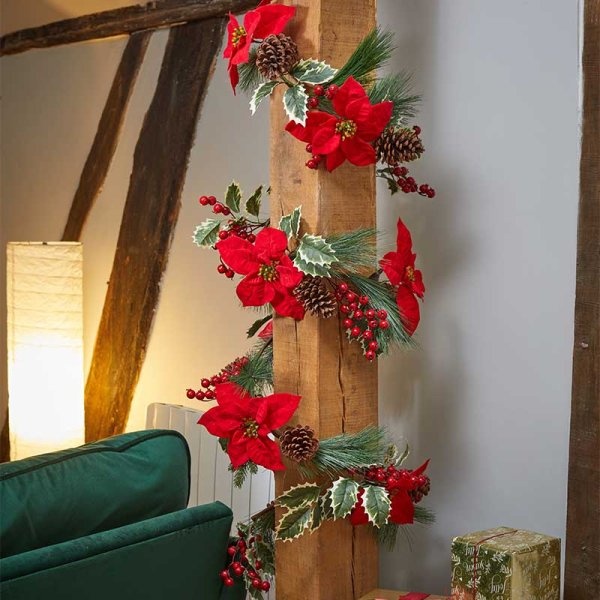 Smart Garden Poinsettia Garland - 180cm