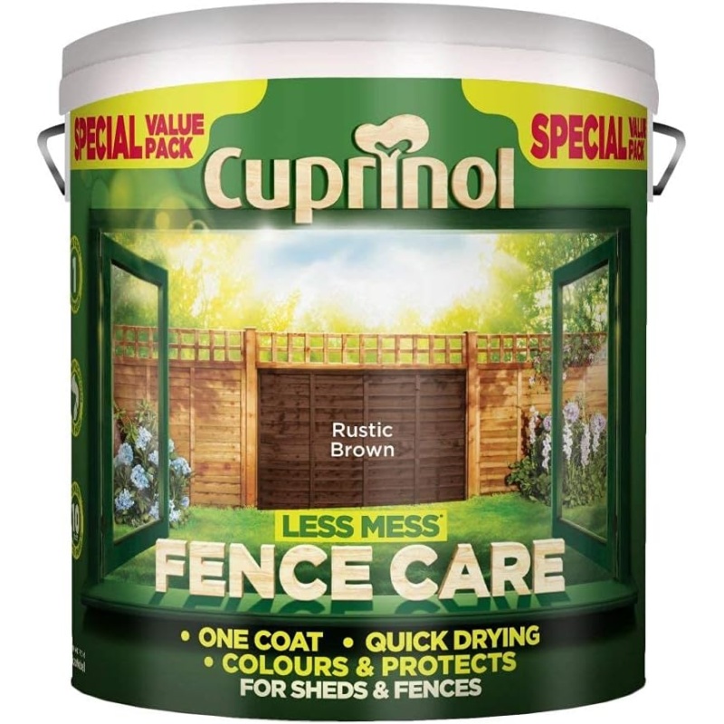 Cuprinol Less Mess 6L Fence Care - Rustic Brown