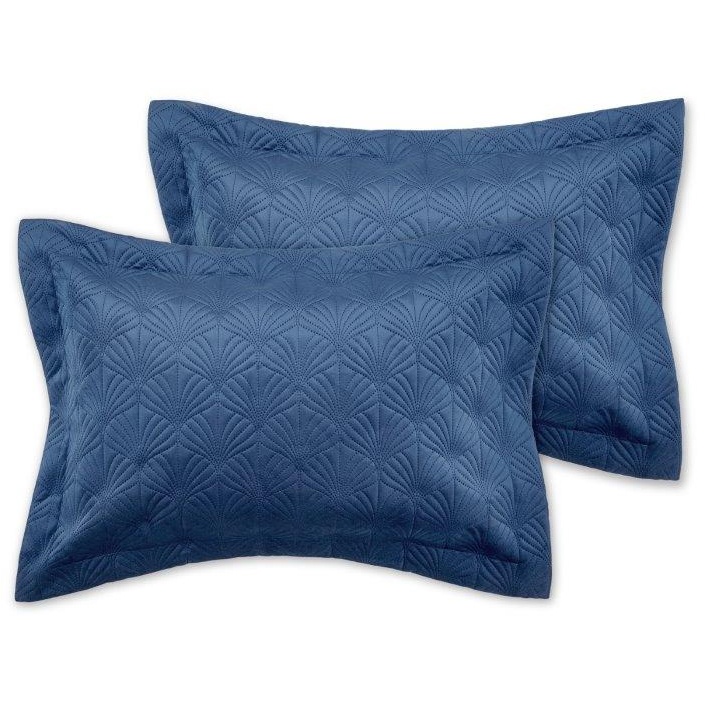 Catherine Lansfield (Navy) Art Deco Pearl Shell Textured Oxford Pillow Sham - Image 2