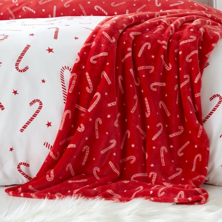 Catherine Lansfield Catherine Lansfield Christmas Candy Cane Fleece Throw