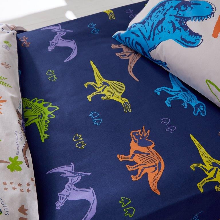 Catherine Lansfield Unisex Toddler Blue Prehistoric Dinosaurs Fitted Sheet - Image 8