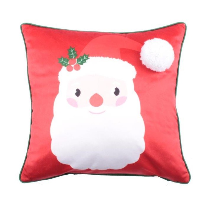 Fusion Bedlam Jolly Santa Fleece Filled Cushion - Red