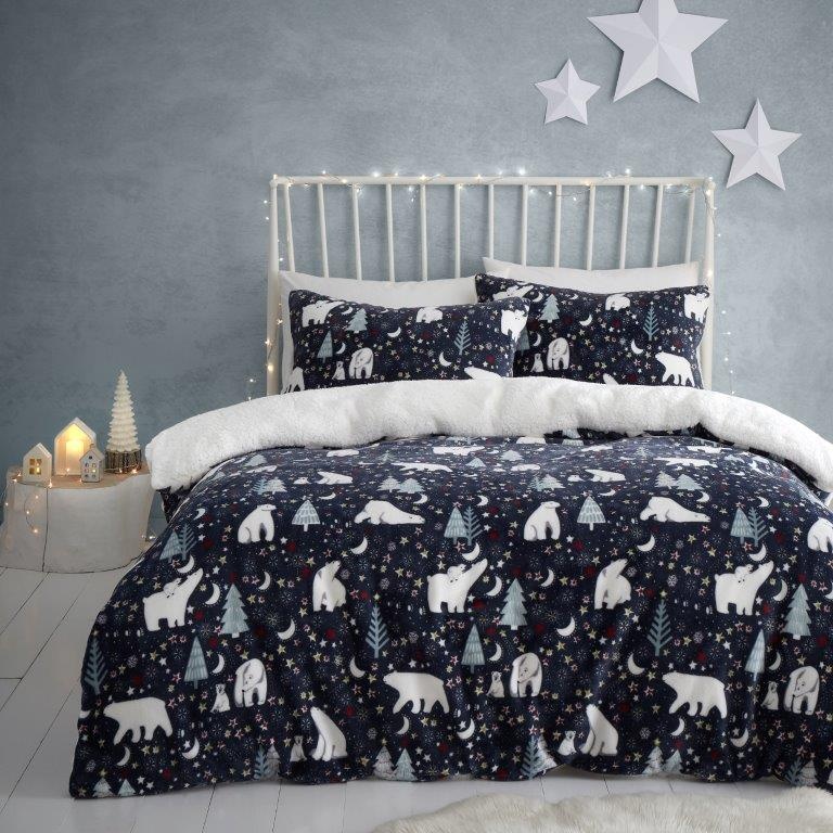 Fusion Starry Night Fleece Blue Duvet Set