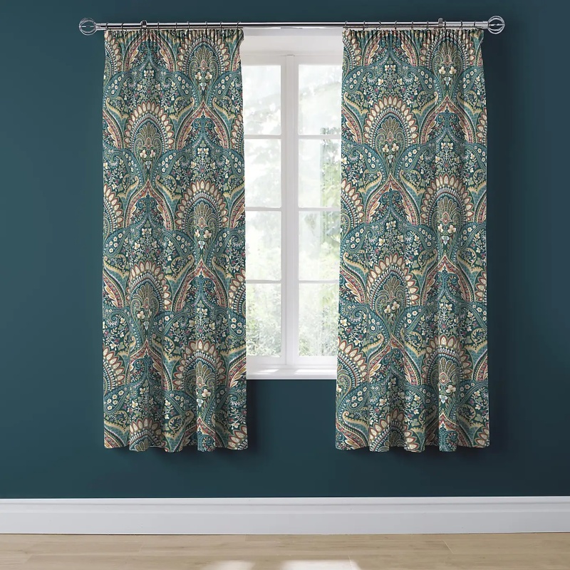 Dreams And Drapes Light Palais Pencil Pleat Curtains With Tie-Backs 66 X 72 - Teal
