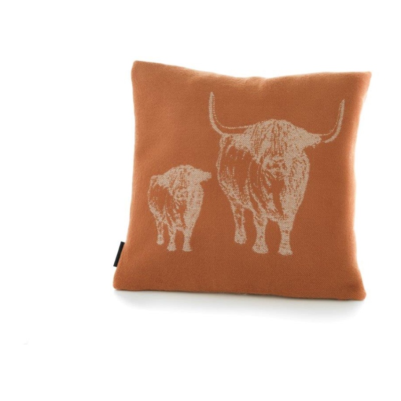 Deyongs Highland Cows Acrylic Filled Cushion - Paprika