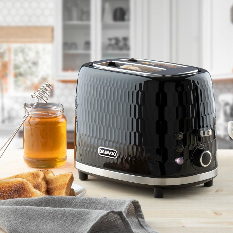 Daewoo SDA2605GE 2 Slice Honeycomb Toaster Black Downtown