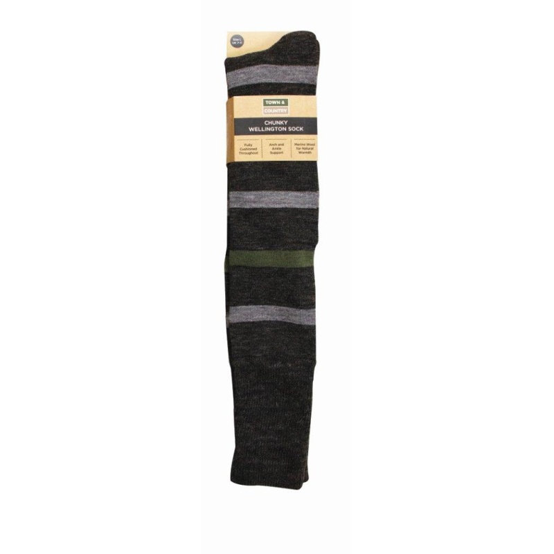 Town & Country Chunky Wellington Socks 7-11 - Charcoal