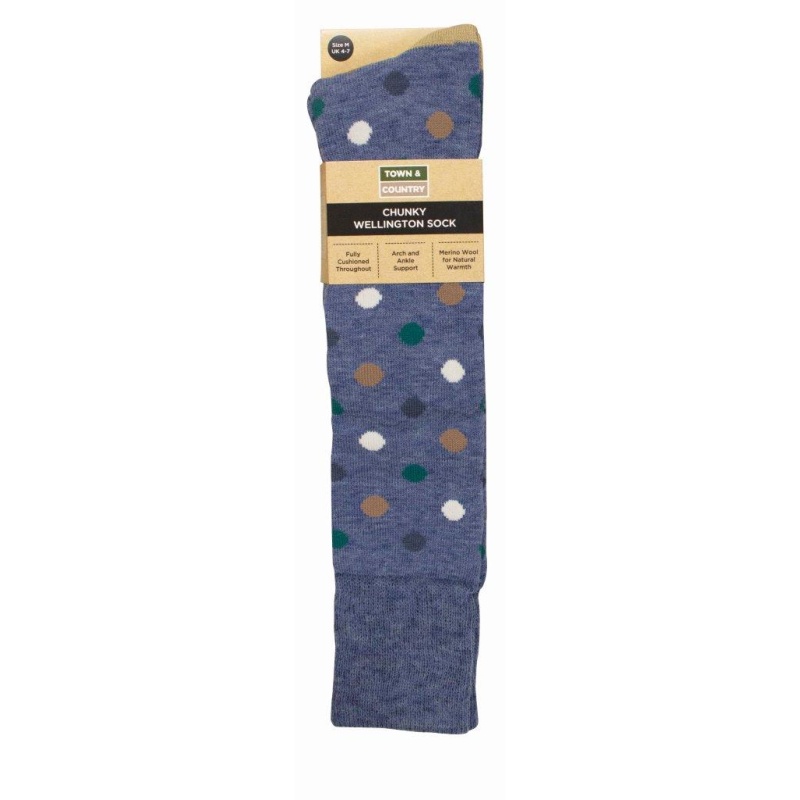 Town & Country Chunky Wellington Socks 4-7 - Multi-Spot