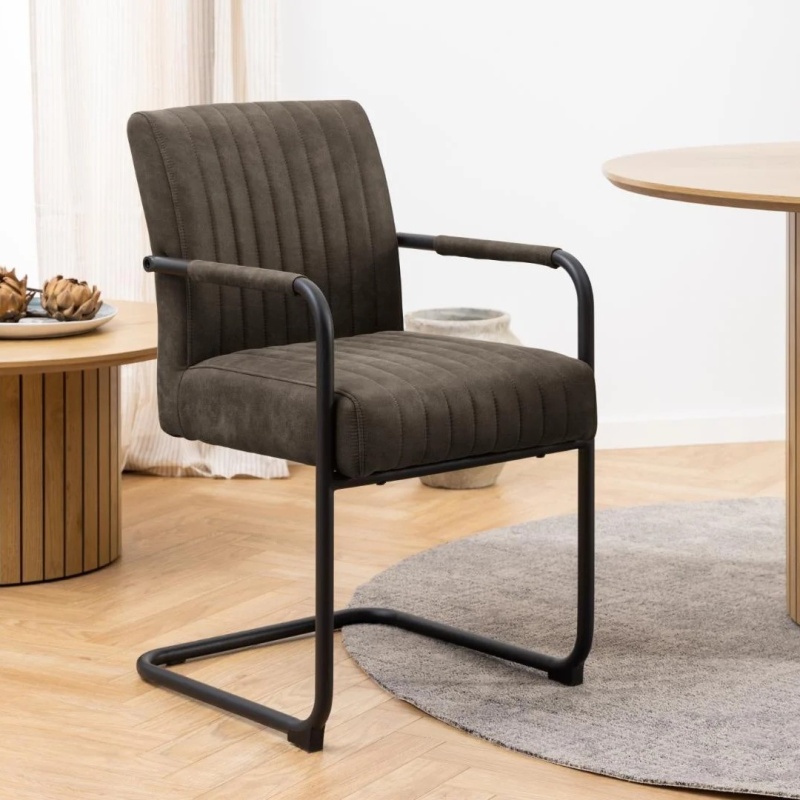 Actona Anthracite Adele Dining Chair With Armrest