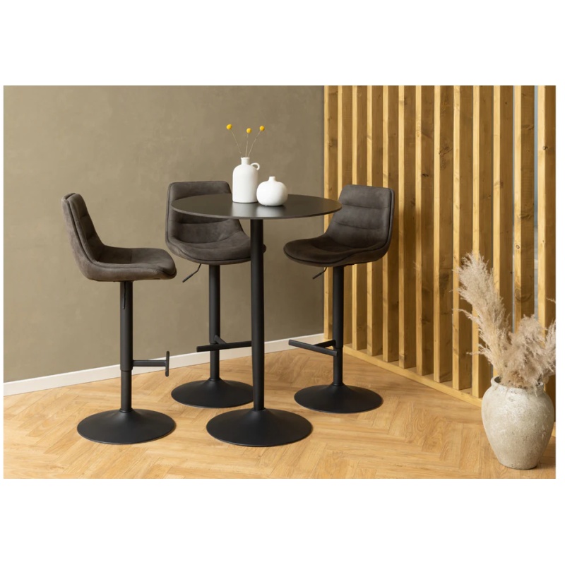 Malta Ceramic Round Bar Table - Matt Black