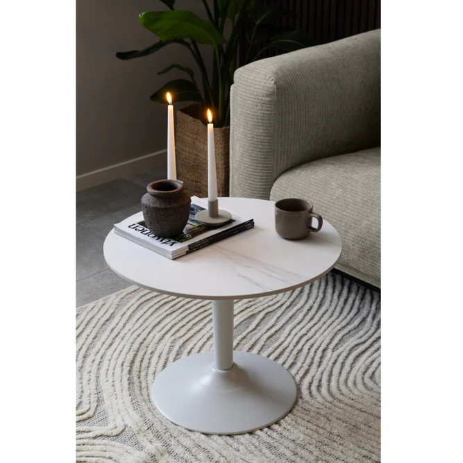 Malta Ceramic Round Coffee Table - White