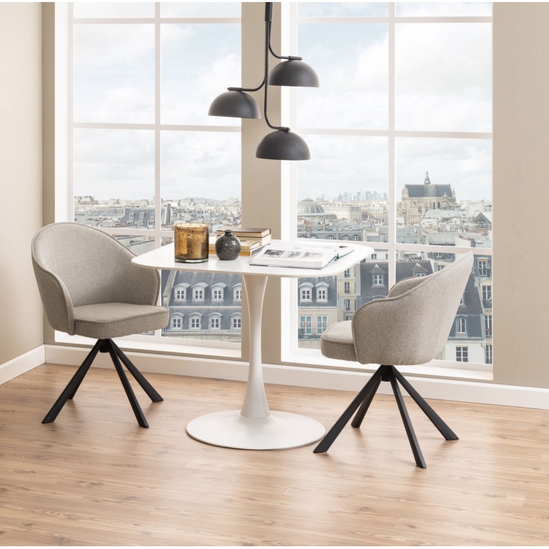 Actona White Malta 90Cm Dining Table - Ceramic