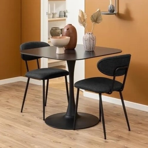 Actona Black Malta Square Ceramic 90Cm Dining Table - Matt
