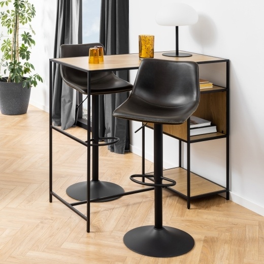 Oregon Height Adjustable Faux Leather Swivel Bar Stool - Vintage Black