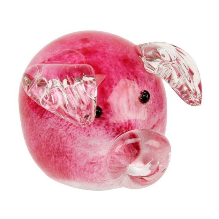 Objets D'art Glass Figurine - Little Pink Piggy