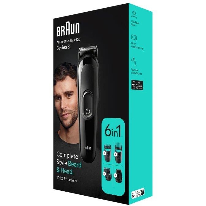 Braun MGK3410 3 Series Cordless 6-in-1 Multi Grooming Style Kit Box