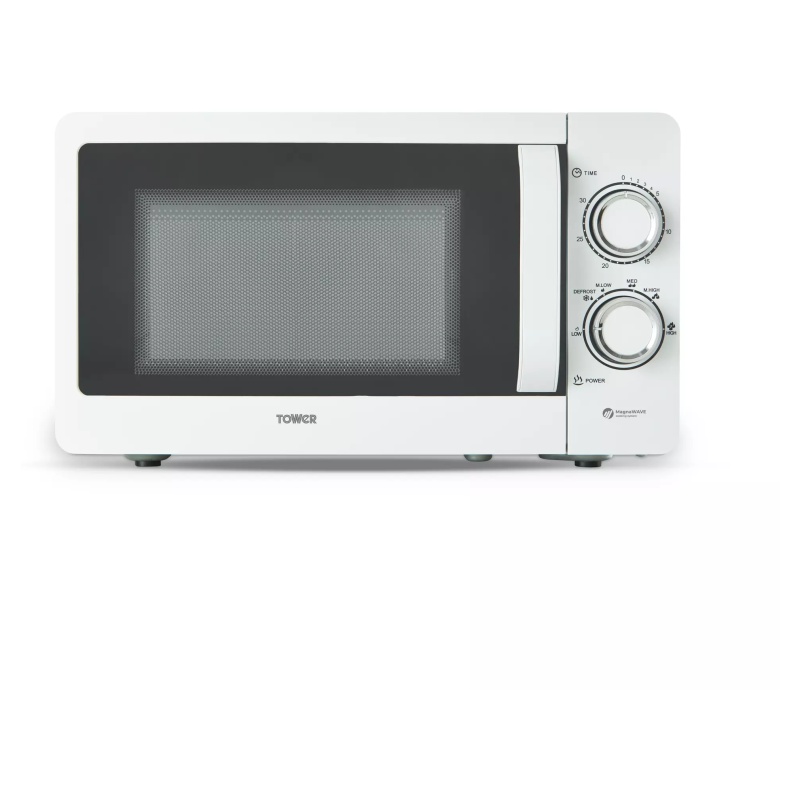 Tower White T24042wht 800W Manual Solo Microwave 20L