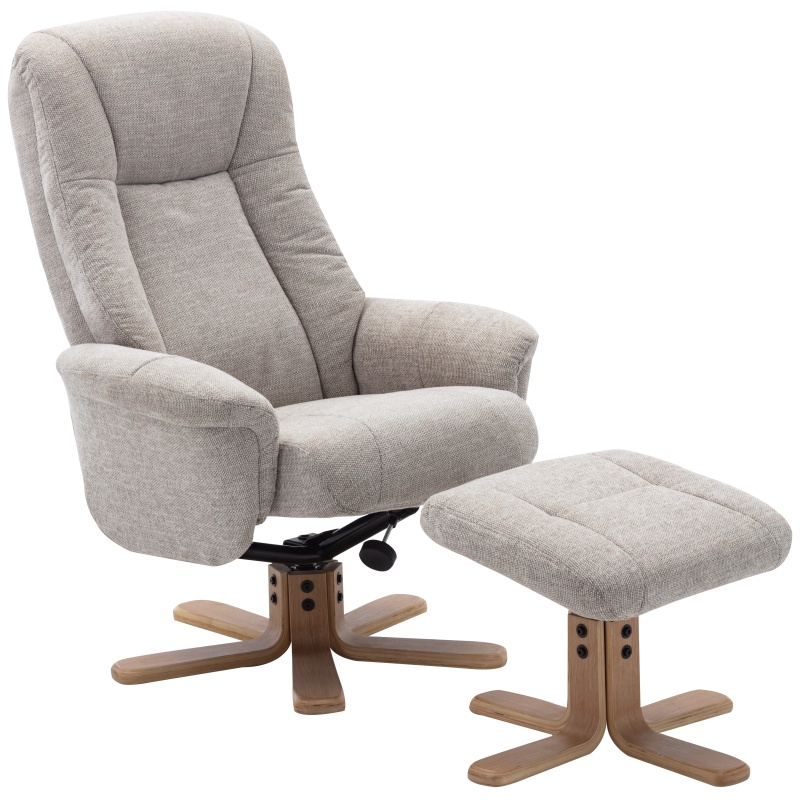 Leon Swivel Chair and Stool Set In Sand Fabric Downtown