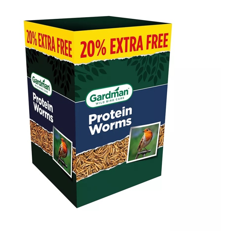 Gardman Wild Bird Food Protein Worms - 1kg + 20% Extra Free