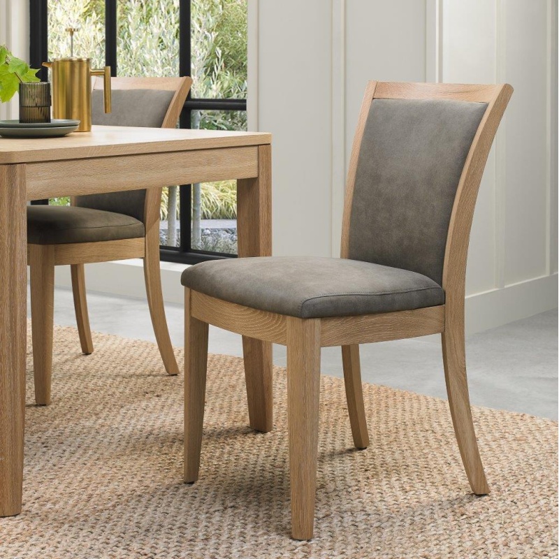 Jasper Oak Pair of Upholstered Dining Chairs - Mocha