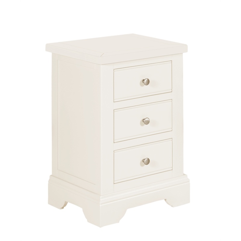 Rouen White 3 Drawer Bedside Cabinet