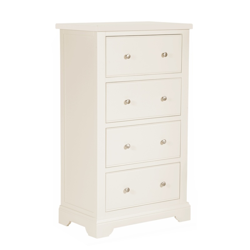 Rouen White 4 Drawer Tall Chest of Drawers