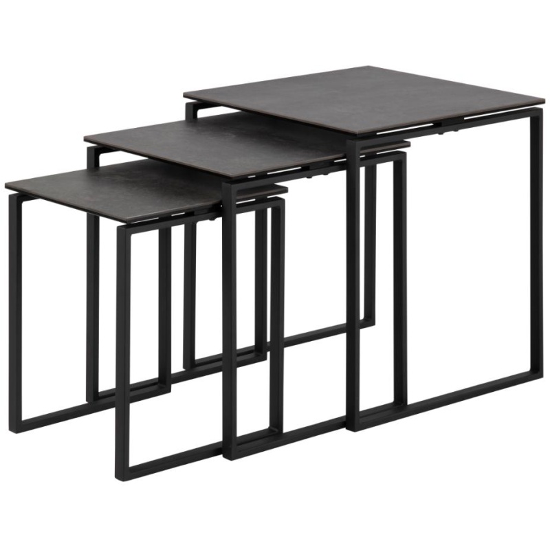 Katrine Ceramic Nest Of Tables - Black