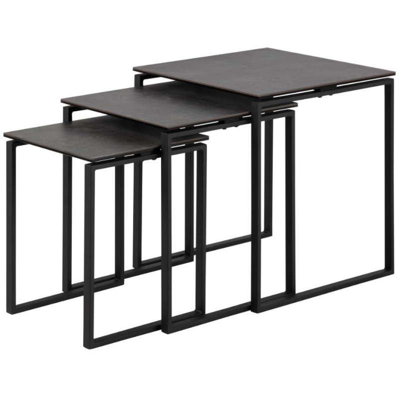 Actona Black Katrine Ceramic Nest Of Tables