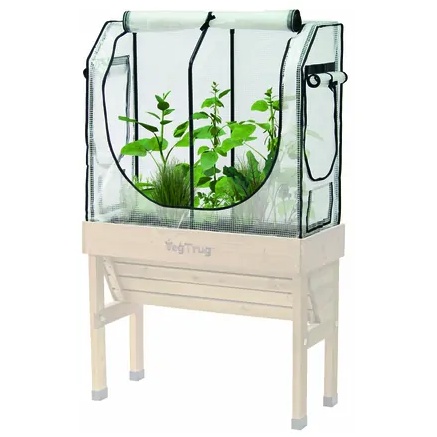 VegTrug Small Wall Hugger Raised Planter, Greenhouse Frame & Multi-Cover Set