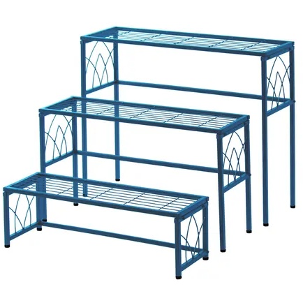 VegTrug 3 Piece Metal Nesting Plant Stand Set - Blue