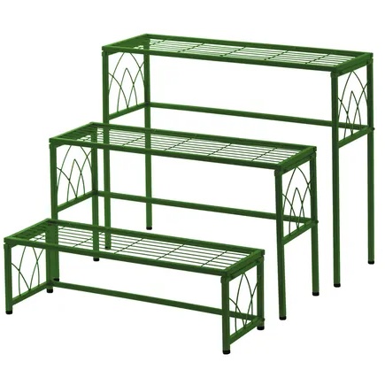 VegTrug 3 Piece Metal Nesting Plant Stand Set - Sage Green