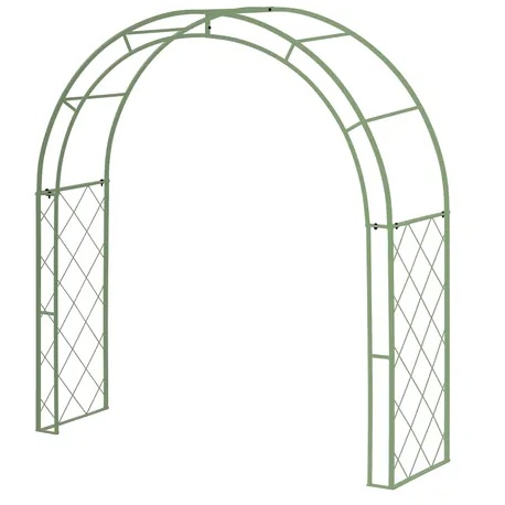 VegTrug Metal Climbing Garden Arch - Sage Green