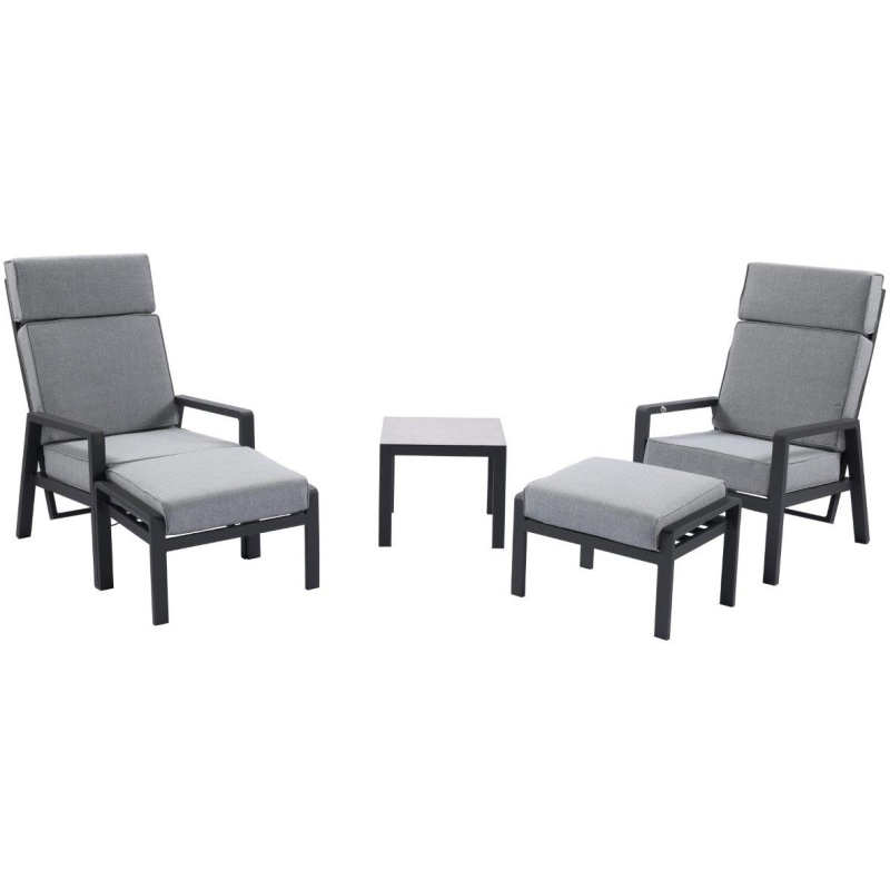 W Garden Living Cuba Reclining Garden Bistro Set Ash Grey