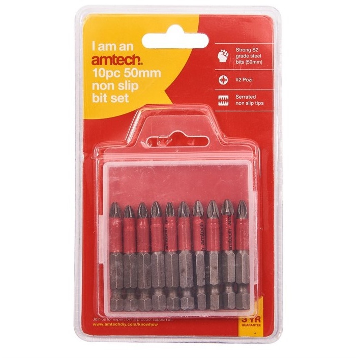 Amtech 10 Piece Non-Slip Pozi Drive Bit Set