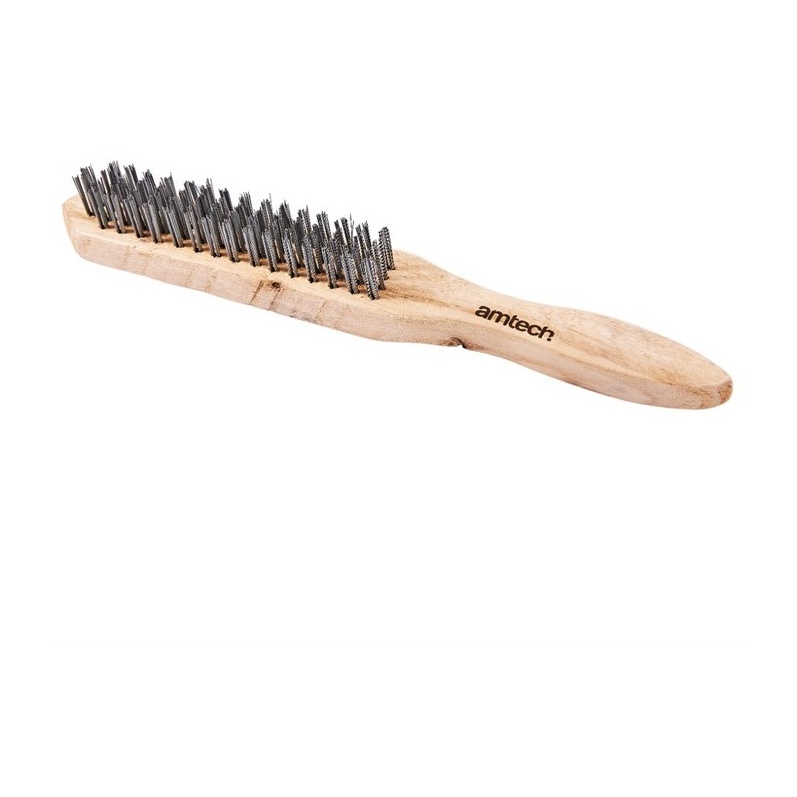 Amtech 4 Row Wire Brush With Wooden Handle