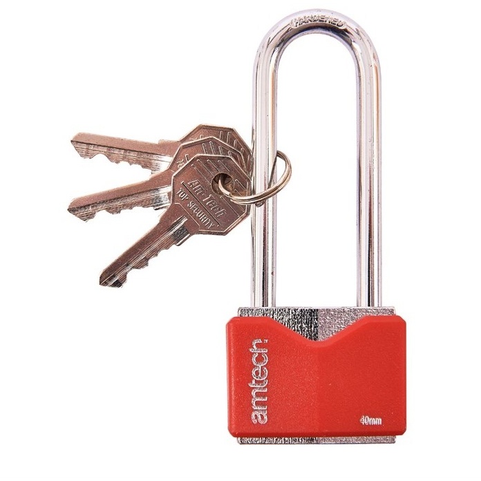 Amtech Long Shackle Rhombic Chrome Plated Iron Padlock