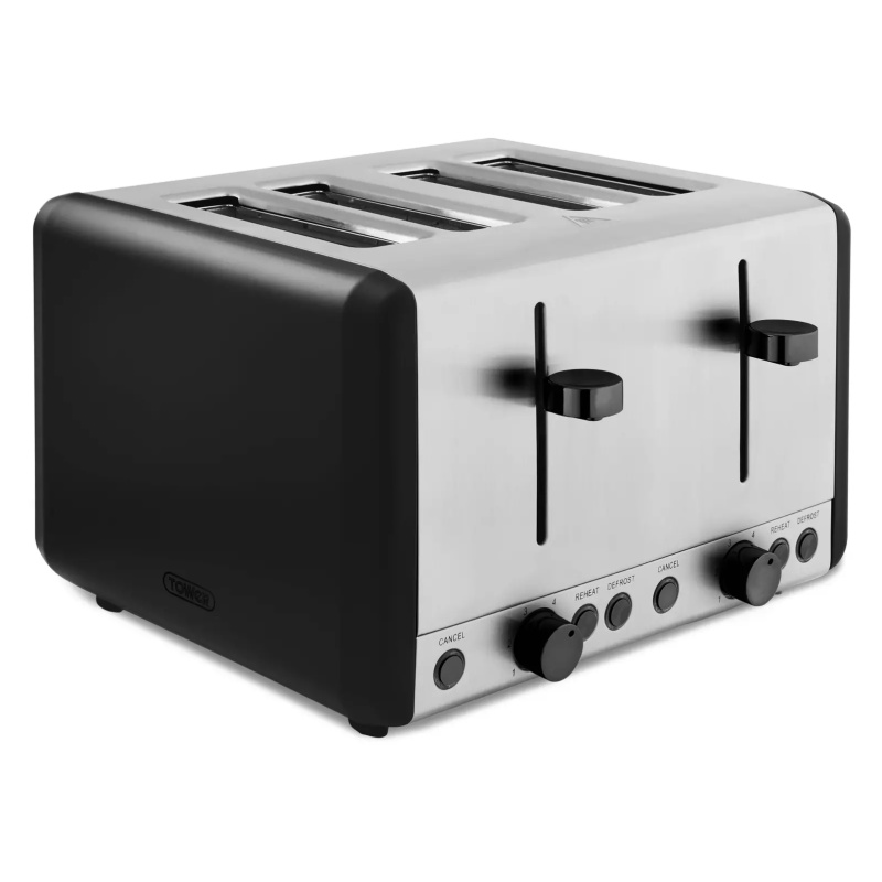 Tower T20086BLK Sera 4 Slice Toaster - Black Smoked