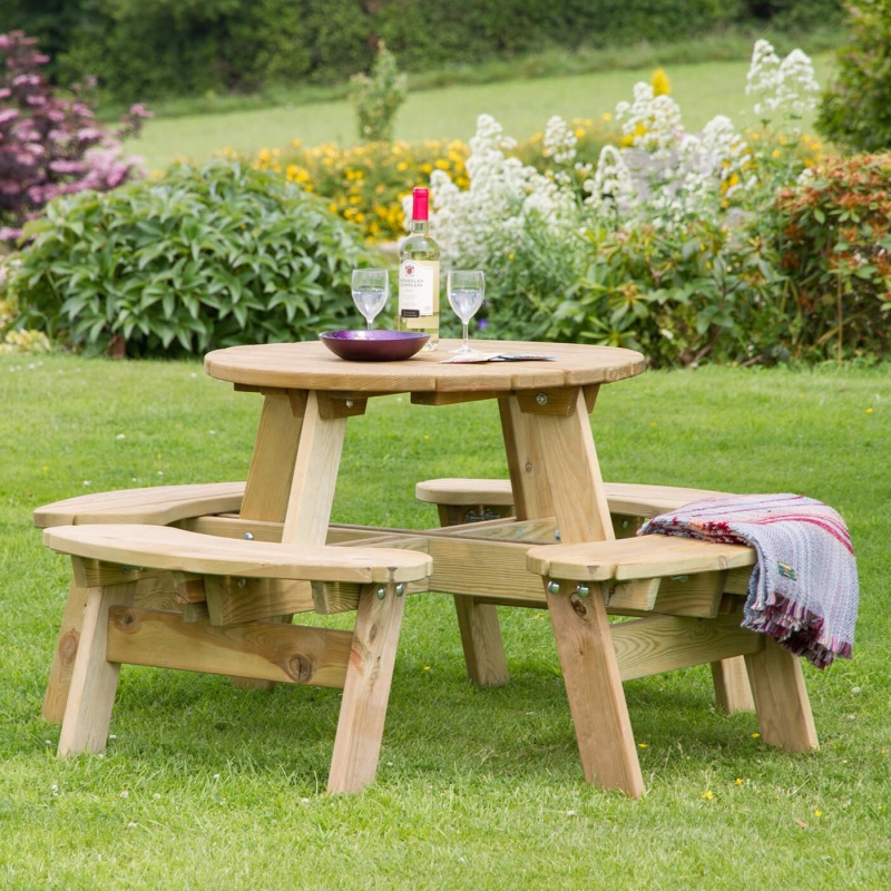 Zest Zest Garden Katie Wooden Round 4 Seater Picnic Table