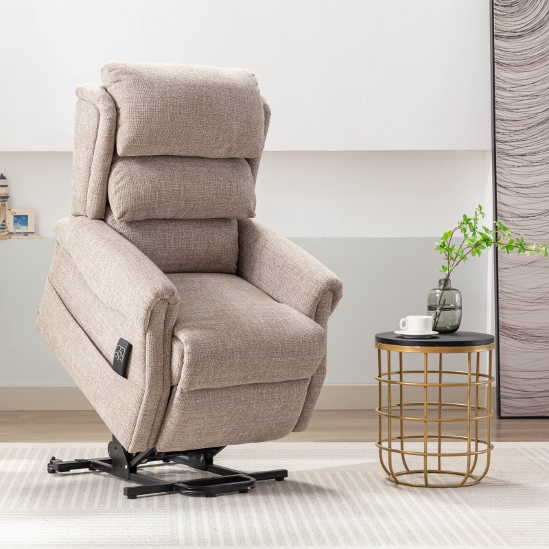 Downtown Luxor Dual Motor Riser Recliner Chair in Oat Fabric